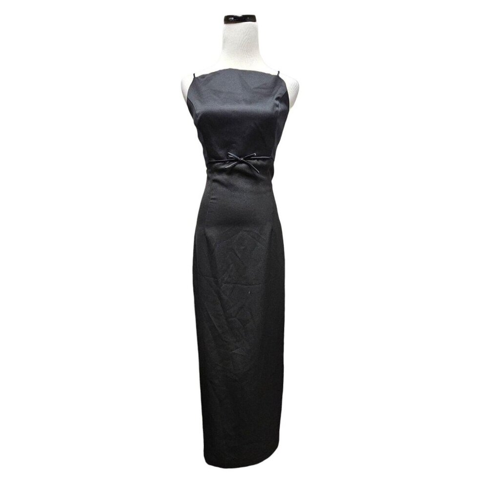 90s Jim Hjelm Occasions black spaghetti long dress . size 4 . Made in USA